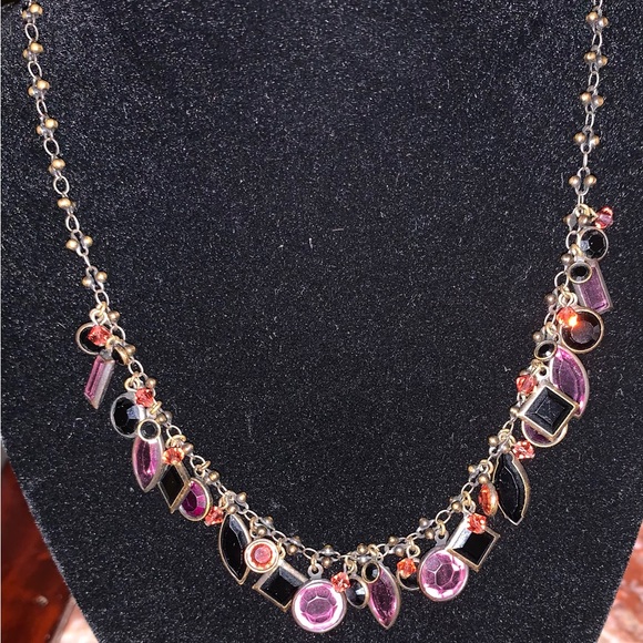 Liz Palacious Jewelry - Liz Palacious Pink crystals and Black stones necklace